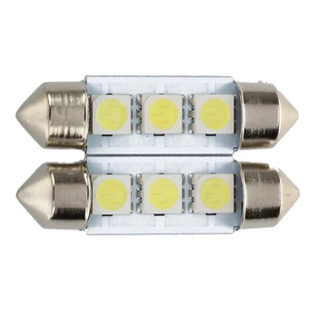 

2x C5W 3 LED SMD 5050 36mm Xenon White Bulb plate shuttle Festoons e ceiling lamp car light