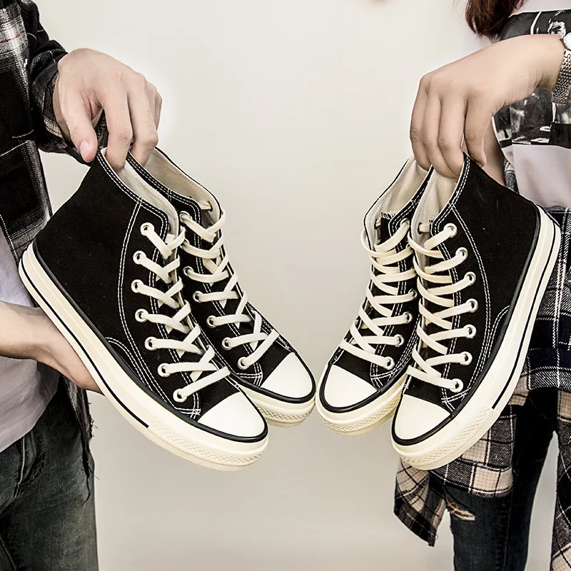 Men Canvas Shoes 2022 Spring Autumn Fashion Solid Color Woman Vulcanized Shoes Lace-up White Casual Shoes Men Sneakers - 6