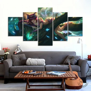 

League of Legends the Nine-Tailed Fox Ahri HD Game Poster Wall Picture Canvas Paintings for Bedroom Decor