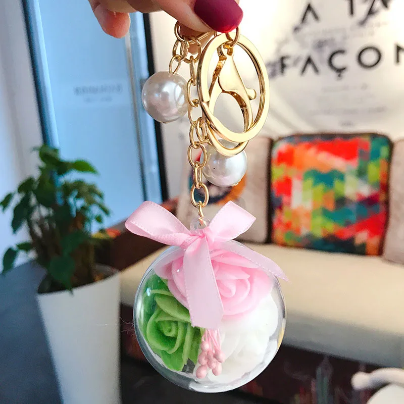 New Natural Preserve Rose Flower Keychain Korean Fashion Pearl Bracelet Key  Chain Holder Valentine's Day Couple Jewelry Gift - AliExpress
