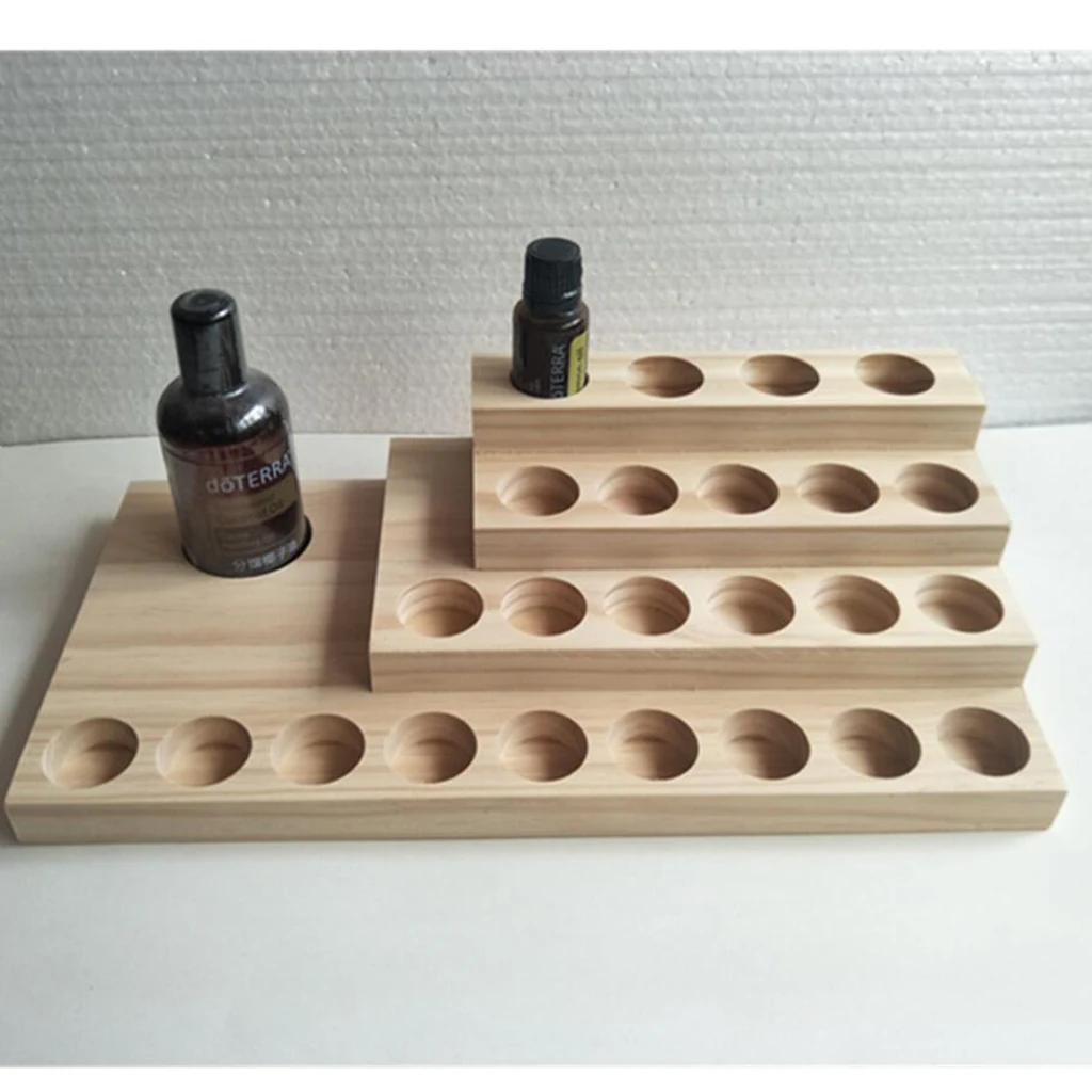 1Pcs Essential Oil Organizer Rack Wooden Storage Case Display Stand Holder Shelf Essential Oil Display Stand