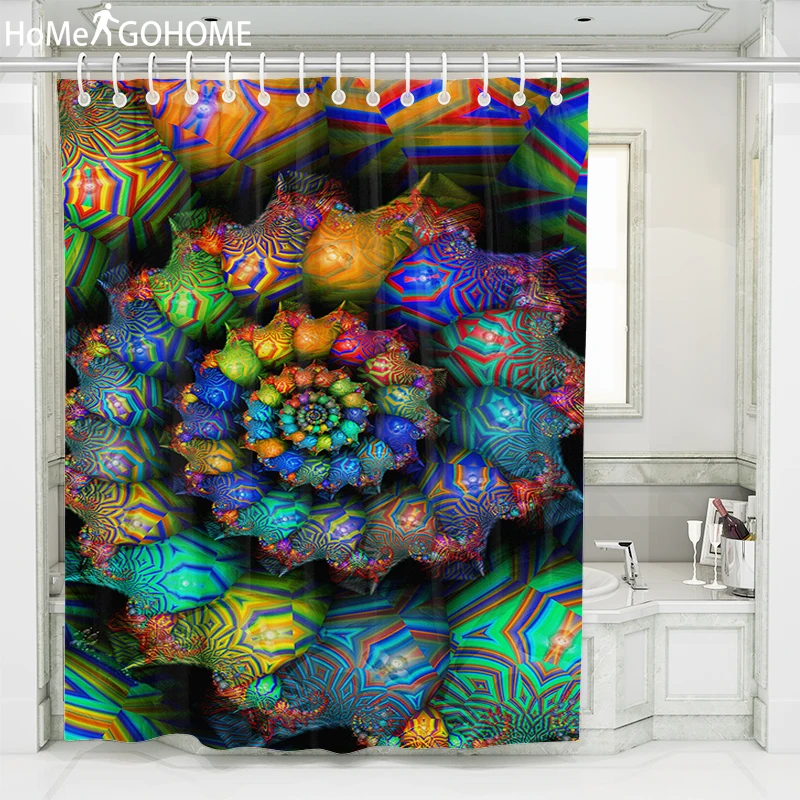 

Boho Mandala Shower Curtain Bathtub Kaleidoscope Waterproof Shower Curtain For Bathroom Bath Curtains Polyester 3D Curtain Large