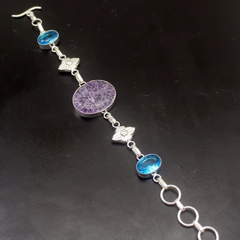 

Elegant Unique Snakeskin Quartz BlueTopaz Silver Color Bracelets 7.5 inch VC25