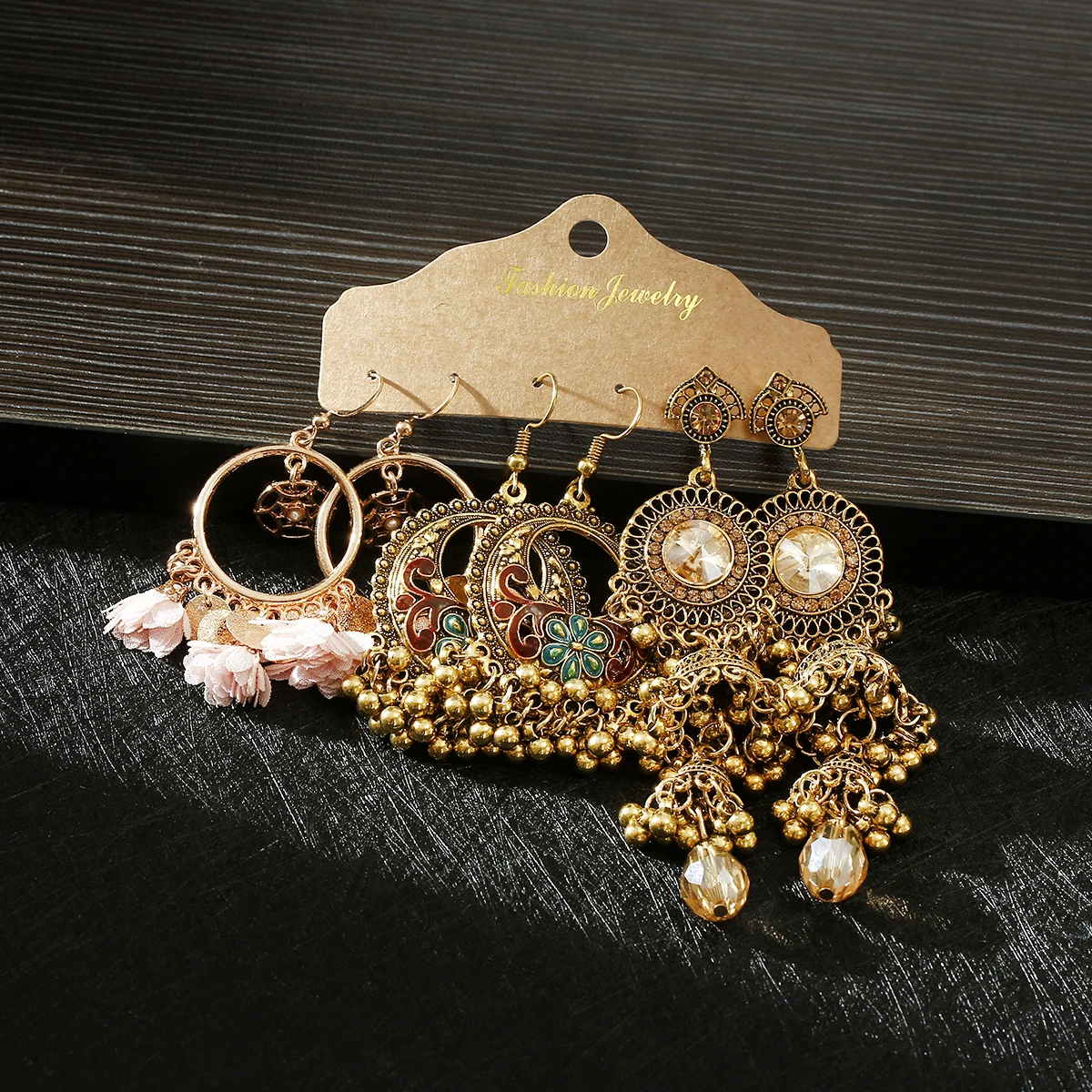 Vintage Ethnic Tassel Earrings Set For Women Bohemian Multilayer Geometric Drop
