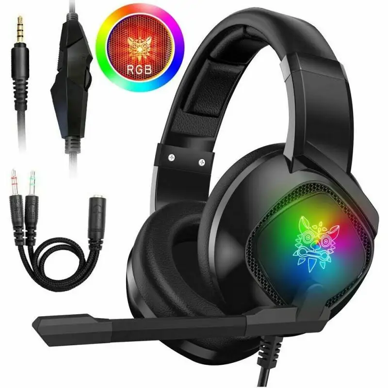 Игровая гарнитура K19 3 5 мм со светодиодным микрофоном с RGB-подсветкой игровая для