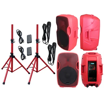 

STARAUDIO 2Pcs 15" 3500W Powered DJ Active Karaoke Party KTV PA Club Audio Speakers Wired Handheld Microphones DJ Stands SSRM-15