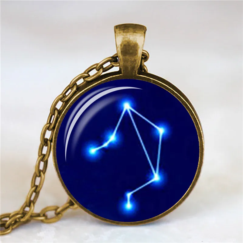 12 Созвездие стеклянное круглое подвесное ожерелье классическое 12 Знак зодиака астрологическое ожерелье для мужчин и женщин ювелирное изделие подарок