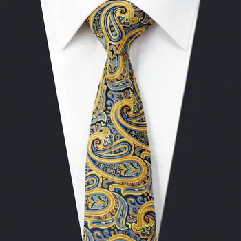 

UZ13 Paisley Yellow Mens Slim Necktie Silk Fashion Skinny Ties 6cm New Wedding