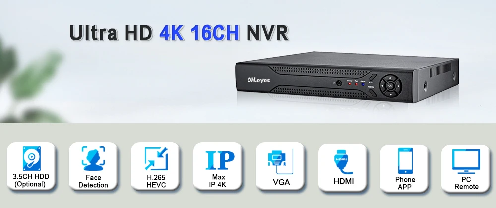 DVR 4 Canali e NVR 12 Canali HD 500GB UTC XVR 6 IN 1 1080P IP Onvif Cloud P2P 