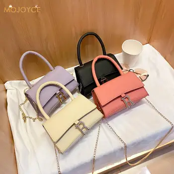 

Women Pure Color Crossbody Top-handle Bags PU Letters Pendant Shoulder Pouch Youth Ladies Simple Versatile Bag