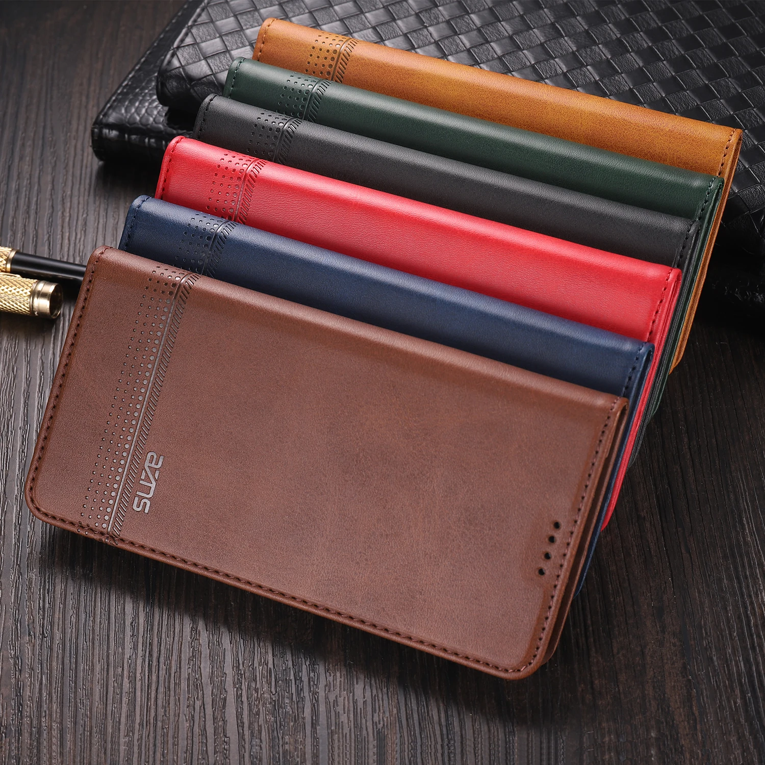 Premium AZNS Leather Wallet Flip Case - Multi-Function Phone Cover with Card Slots and Stand Feature