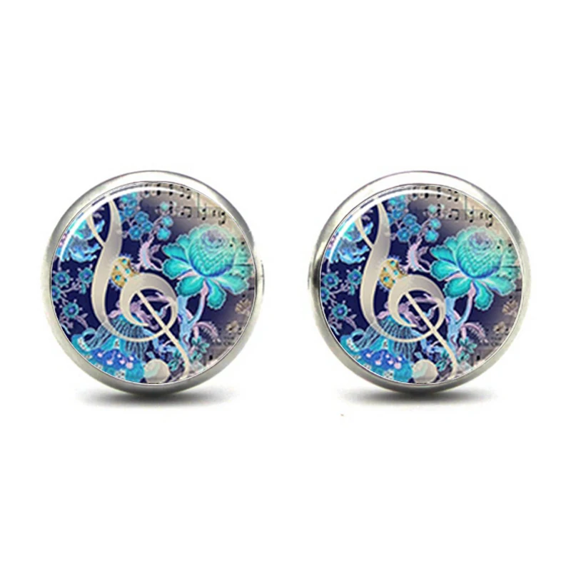 

2020 new Clef Earrings Music Note Studs Earrings Bass Treble Clef Ear Nail Jewelry Glass Dome Earrings For Women Musician gift