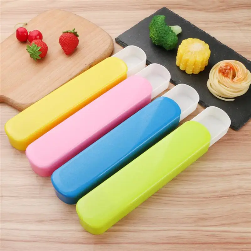 

8pcs Plastic Pulling Type Tableware Box Case Portable Tableware Container Organizer great gift choice for friends (Random Color)