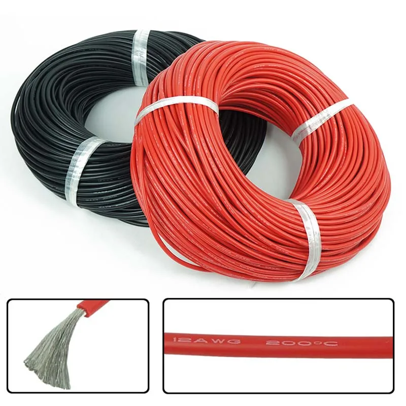 

5 meter Red+5 meter Black Color Silicon Wire 10AWG 12AWG 14AWG 16AWG 18awg Heatproof Soft Silicone Silica Gel Wire Connect Cable