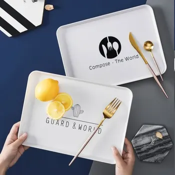 

Serving Tray Decorative Rectangular Plastic Tray Holder for Breakfast Tea Coffee Dinner Small Storage Trays 2020 New Tray