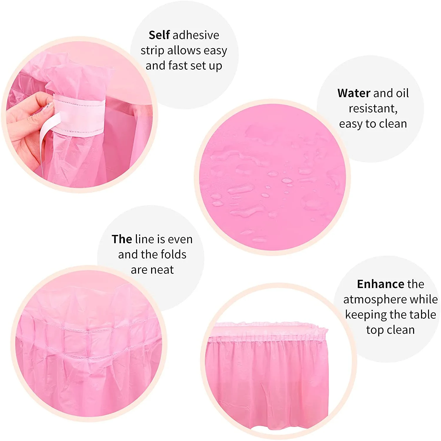 YOMDID Disposable Table Skirt Plastic Party 6 colors 75x430cm Table Cover for Happy Birthday Party Wedding Festival Decoration 4