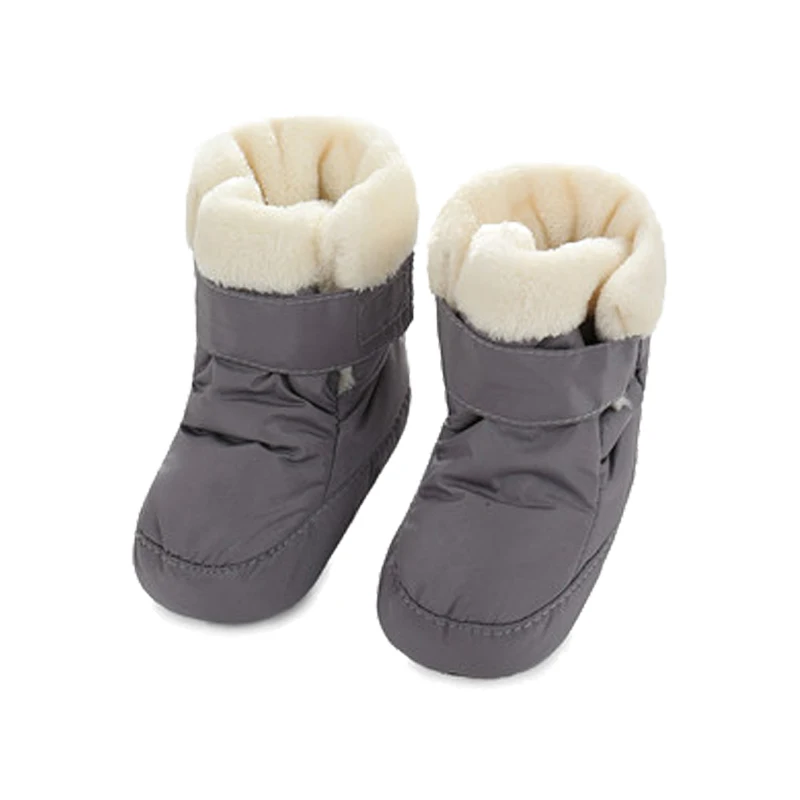 Dark Gray Mother Kids Baby Shoes First walkers Unisex Winter Warm Boots For Infant Baby Faux Fur Inner Snow Boots Toddler Prewalker Bootie - Цвет: Dark Gray