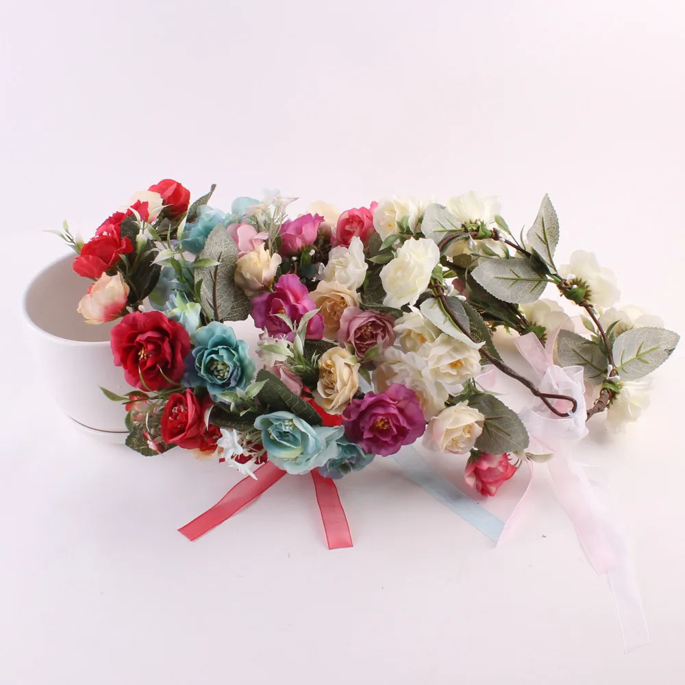 Baby Headband Fashion Baby Kids Handmade Rose Flower Headband Hairband Wreath Flower Girls Turban Hair Accessories