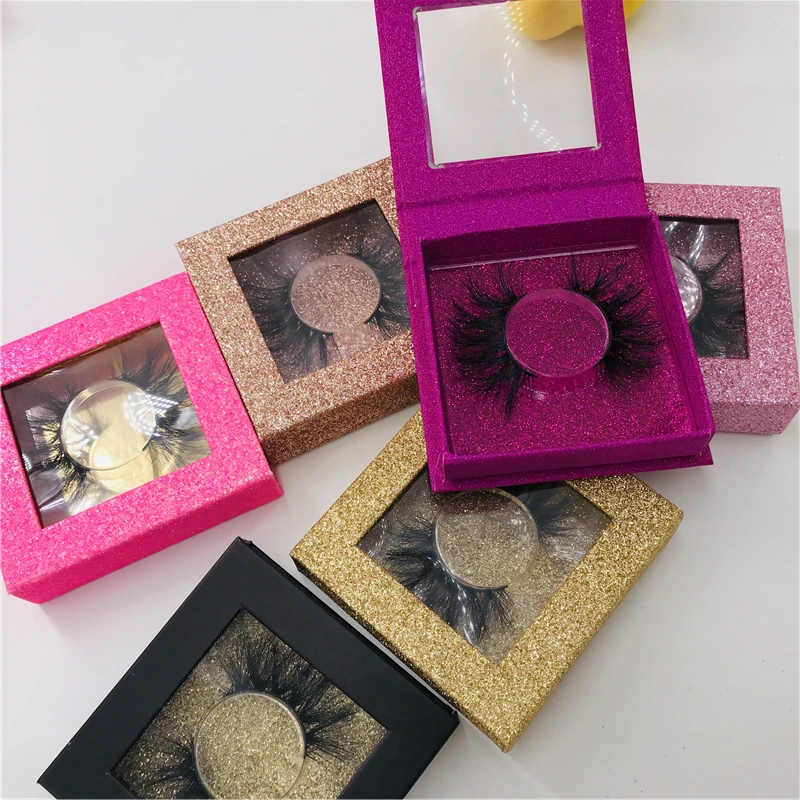 

6 Pairs/Lot Mink 5D Lashes Fluffy Beautiful Eyelashes Custom Glitter Square Boxes Eyelash