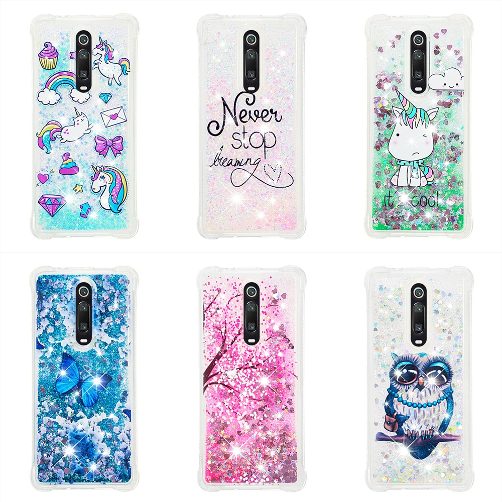

Glitter Liquid Quicksand Case for Xiaomi Mi 9T A1 A2 Lite Redmi 7A 6A 6 4A 4X 5A 5 Plus Dynamic Sand Cute Unicorn Sakura Cover