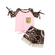 Новинка, комплект из 2 предметов, рубашка с открытыми плечами для маленьких мальчиков топы и леопардовые трусы, комплекты одежды