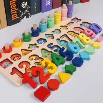 

Toy Counting Geometry Montessori Educational Wooden Toys Children Busy Board Math Fishing Children's Wooden Preschool Montessori