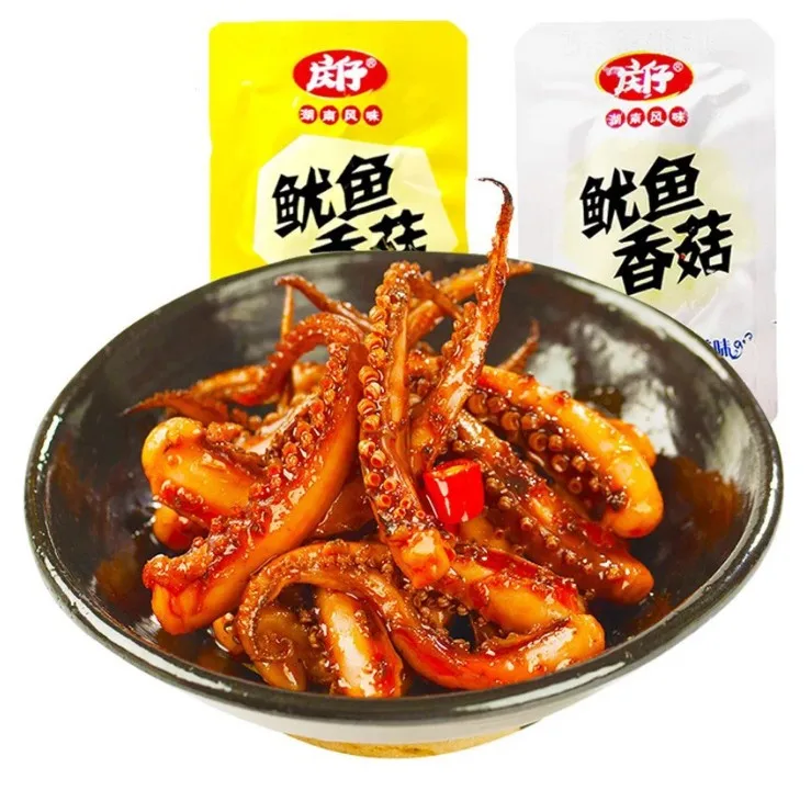 Qing Zi Teppanyaki Mushroom Squid Fillet 20 bags Spicy Silk | Дом и сад