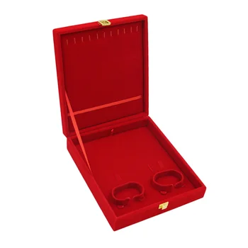 

Red Velvet Jewelry Storage Box Womens Necklace Bracelet Bangle Display Showcase