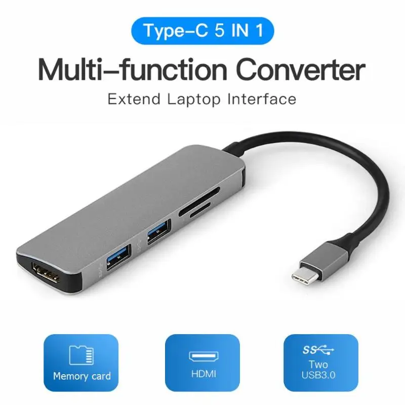 ALLOYSEED 5 в 1 USB-C концентратор type C к USB 3,0 HDMI SD TF карта памяти адаптер док-станция для MacBook Pro type-C Разветвитель USB C концентратор