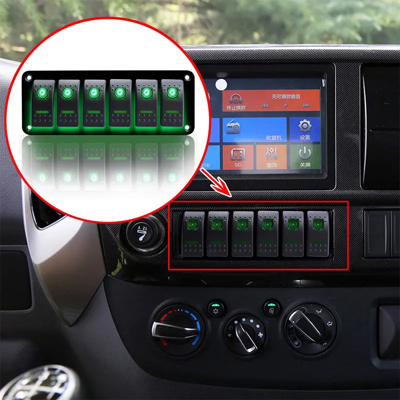 Us 22 25 40 Off Vehemo 6 Gang Cars Car Switch Switch Panel Truck Universal Boat Caravan Toggle Switch Led Circuit Breaker Rv Car Accessories On