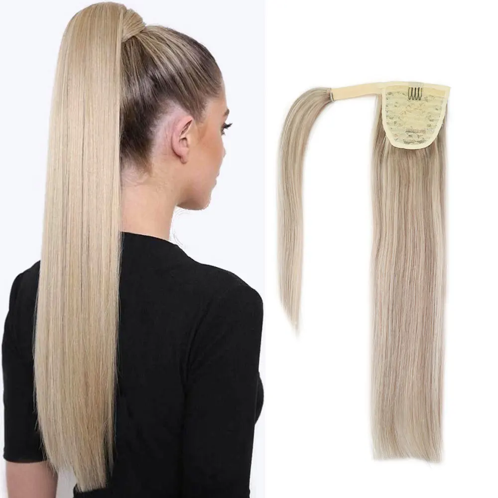 

Isheeny Ponytail Remy Human Hair 14" 18" 22" Straight Hairstyles Wrap Ponytail Clip in Extensions 100% Natural Human Hair