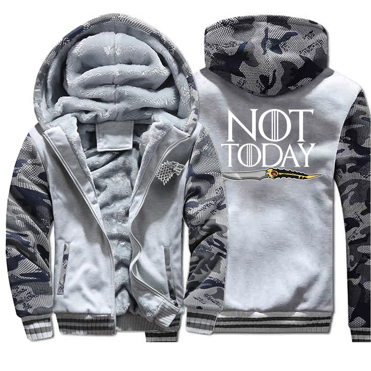 Not Today толстовки с принтом "Игра престолов", реглан, Мужская камуфляжная куртка, толстые зимние толстовки с капюшоном, модная забавная уличная одежда