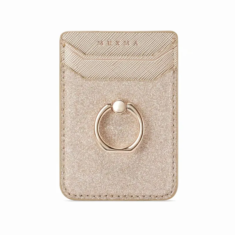 Блестящая задняя крышка для мобильного телефона, держатель для карт, кошелек, карман для кредитных карт, клейкая наклейка, чехол для телефона, сумка, золото/розовое золото/черный - Цвет: Sand-Gold