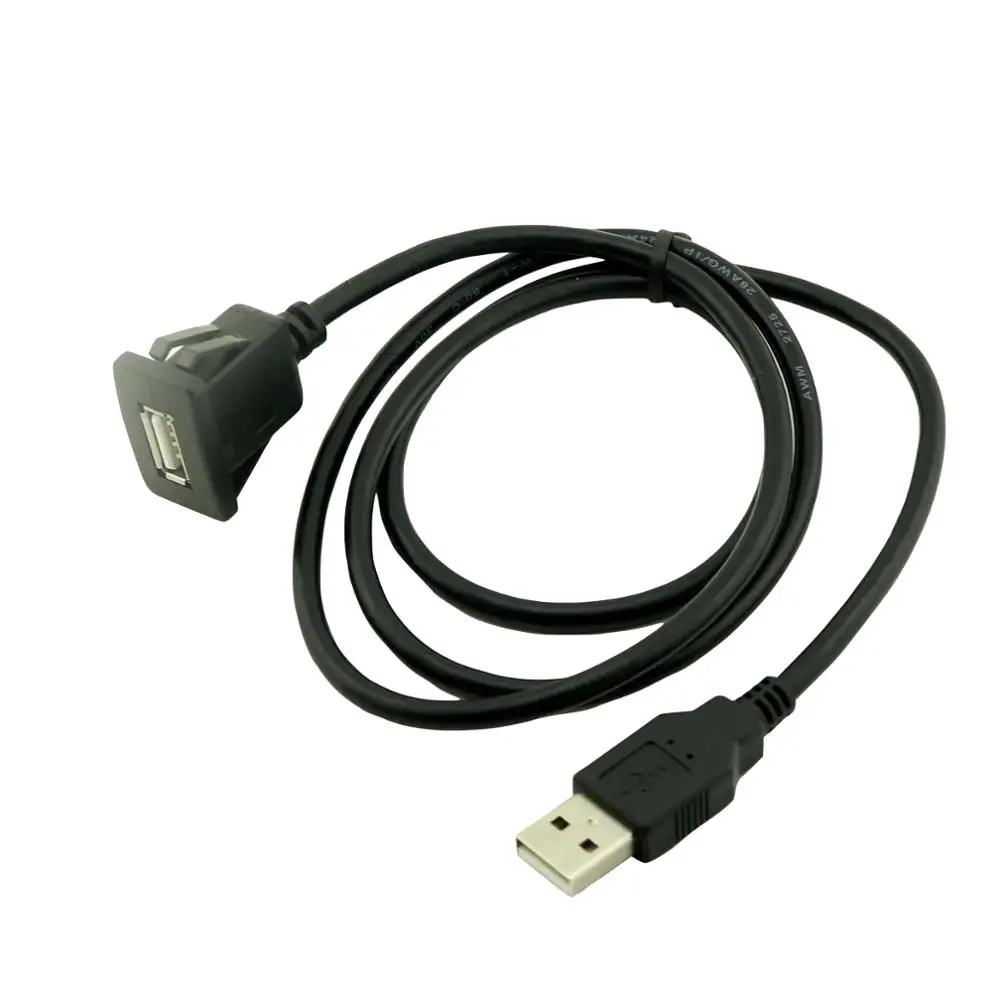1x Car Dashboard Flush Mount USB 2.0 A Socket Extension Lead Panel Connector Cable Cord 1mData