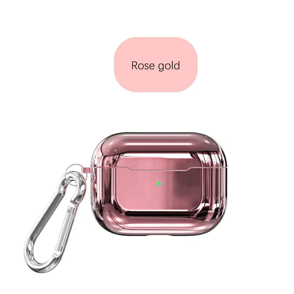 Rose gold Чехол с гальваническим покрытием для AirPods Pro Bluetooth наушники защитная крышка гарнитура зарядная коробка для Apple Airpods 3 Pro Чехол - Цвет: Rose gold