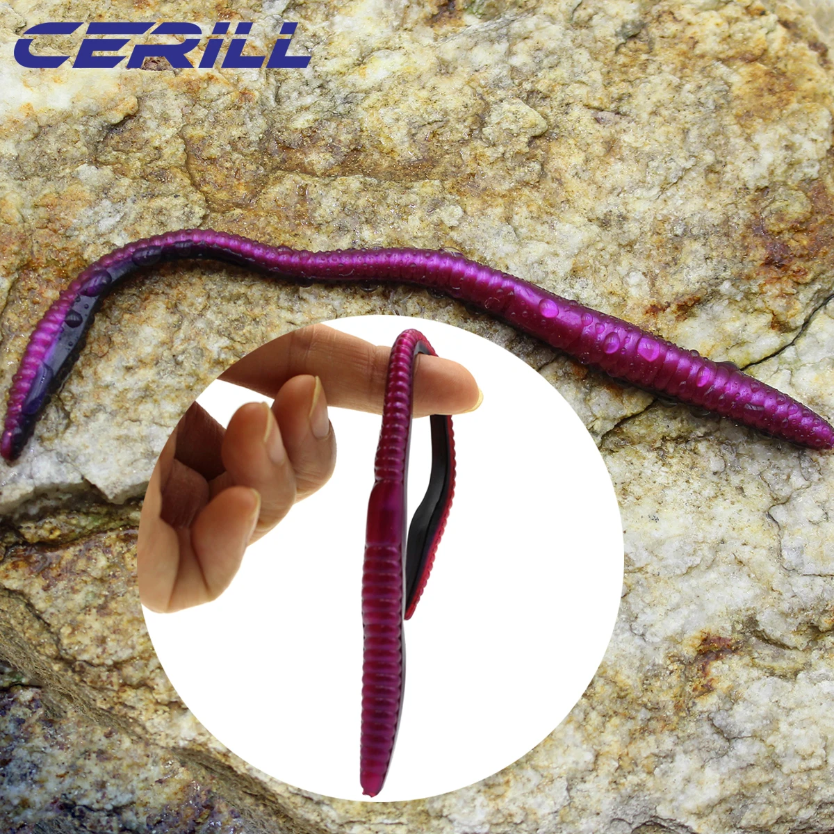 Cerill 10 PCS 160mm 5.5g Soft Fishing Lure Earthworm Bait Grub