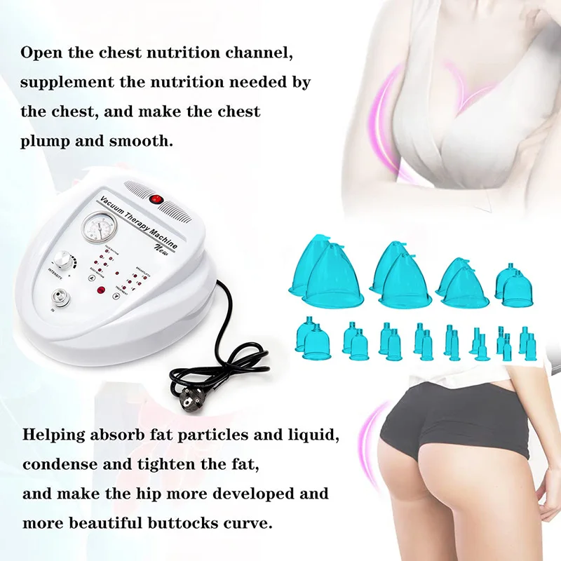 Vacuum Therapy Massage 24 Blue Cups Touch Screen Breast Enlargement Pump Butt Lifting Vacuum Therapy Body Cupping Guasha Massage