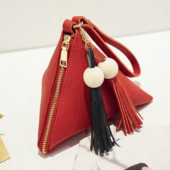 

Women's Fashion Triangle Small Handbag Tassel Messenger Bags Clutch Tote Purse