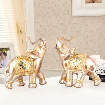 

European Style Gold Elephant Decoration Creative Living Room Wine Cabinet Environmental Protection Resin Handicraft Decoration