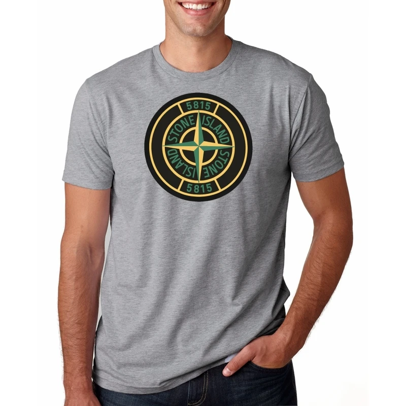 

Stone Compass Chest Large Print Short Sleeve Island Tee Men Women Couples T Shirt