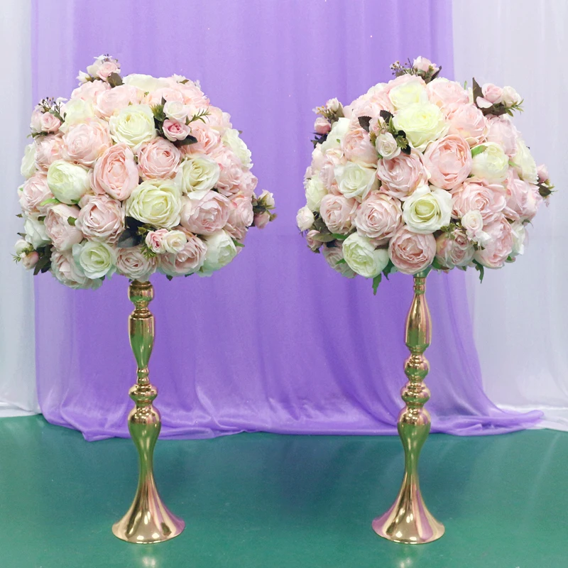JAROWN Artificial Rose Hydrangea Flower Ball Simulation Plant Wedding Table Centerpiece Decoration Flower Half Ball Add Stand Set Stage Road Lead Props (18)