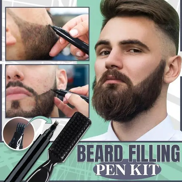 Barba de la pluma Kit de la barba de los hombres lápiz de la preparación de bigote Micro Punta de horquilla para sin aplicación