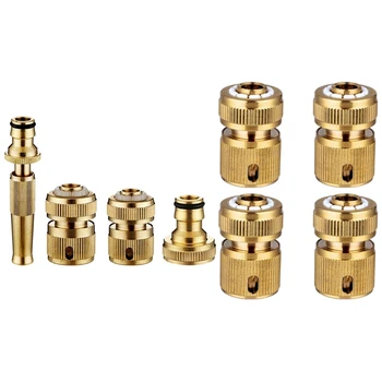 

4 Pcs Brass Hose Fittings & 4 Pcs Brass Hose Connector Hose End Quick Connect Fitting 1/2 Inch Hose