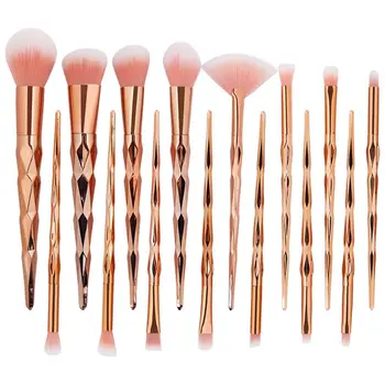 

MAANGE 15Pcs Gold Rose Makeup Brushes Set Professional Eye Liner Eyebrow Eyelashes Make Up Brushes Cosmetic Brushes Diamond Brus
