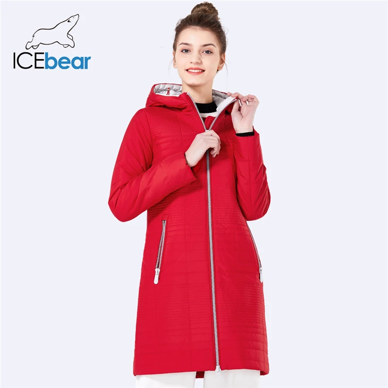 ICEbear 2019 осень длинные Хлопковые женские пальто с капюшоном модные пуховики парки