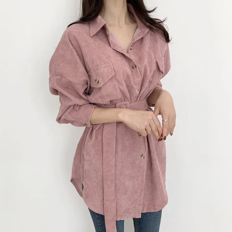 Весна-осень, женская блузка, однотонная, цветная, Вельветовая, женская рубашка, корейская мода, женские блузки,, отложной воротник, женские топы