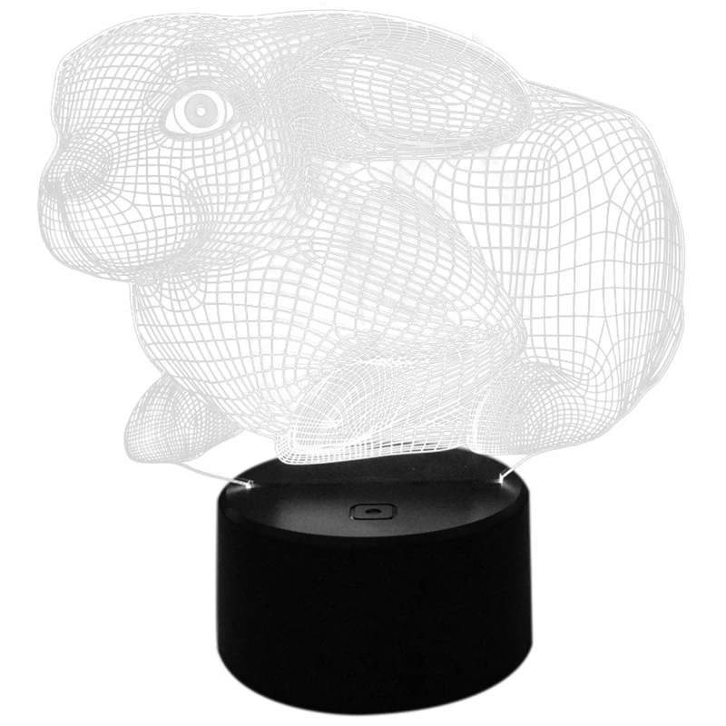 

3D Illusion Lamp Animal Rabbit Night Light for Children Gift USB Base Visual Lights Desk