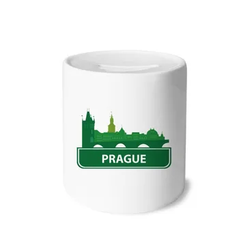 

Prague Czech Republic Green Landmark Money Box Saving Banks Ceramic Coin Case Kids Adults