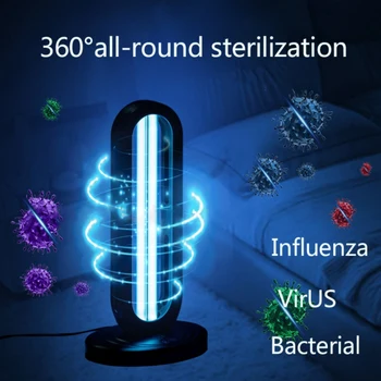 

38W Ultraviolet Germicidal Lamp UV Disinfection Light Mobile Quartz Tube 360 ° UV-C Cleaner Household Lamp Remote Control