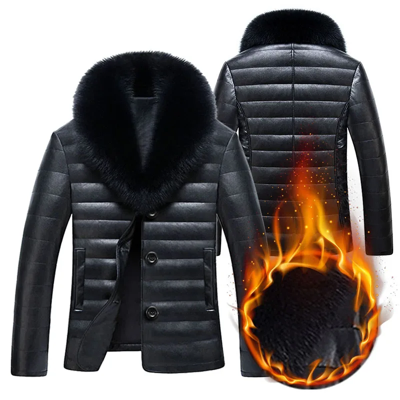 Мужское кожаное пальто в деловом стиле, короткое пальто, верхняя одежда, куртка с теплым карманом, приталенное повседневное винтажное ретро пальто